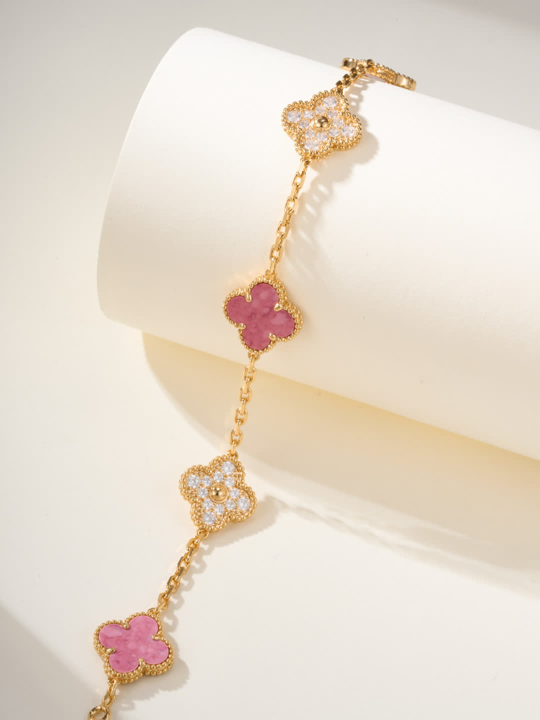 Van Cleef & Arpels Alhambra Pink Enamel Bracelet